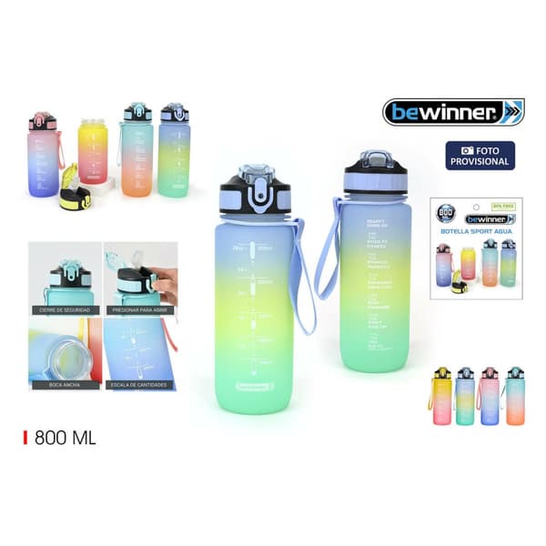 Vesipullo Bewinner Monivärinen 800 ml 7,5 x 23,5 cm (12 osaa)