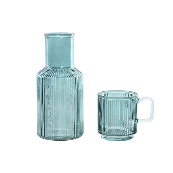 Vattenflaska Home ESPRIT Blå Grön Glas 1 L (2 antal)