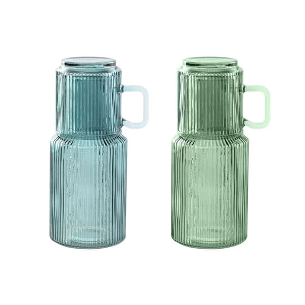 Vattenflaska Home ESPRIT Blå Grön Glas 1 L (2 antal)