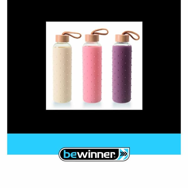 Vattenflaska Bewinner Glas Silikon 600 ml (24 antal)