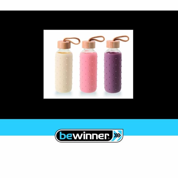 Vandflaske Bewinner Glas Silikone 400 ml 7 x 7 x 19,8 cm (24 enheder)