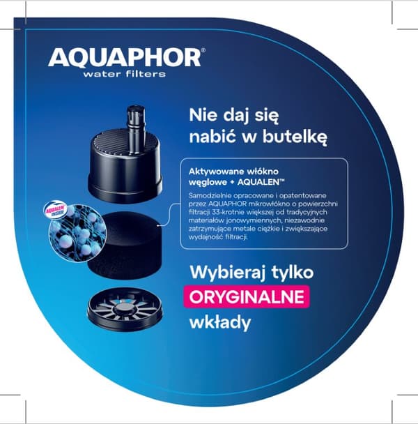 suodatinpatruunan sarja Aquaphor-pulloon