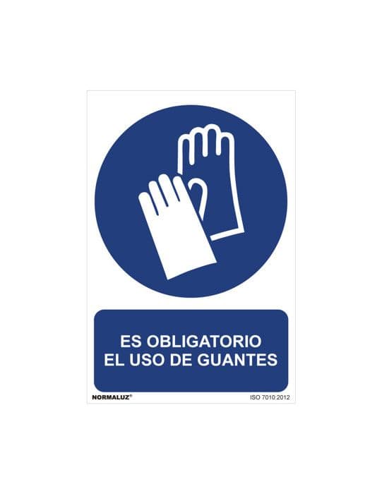Panneau Användning Obligatorisk ''ES Obligatoriska Att Använda Handskar'' (PVC 0.7mm) 30x40cm