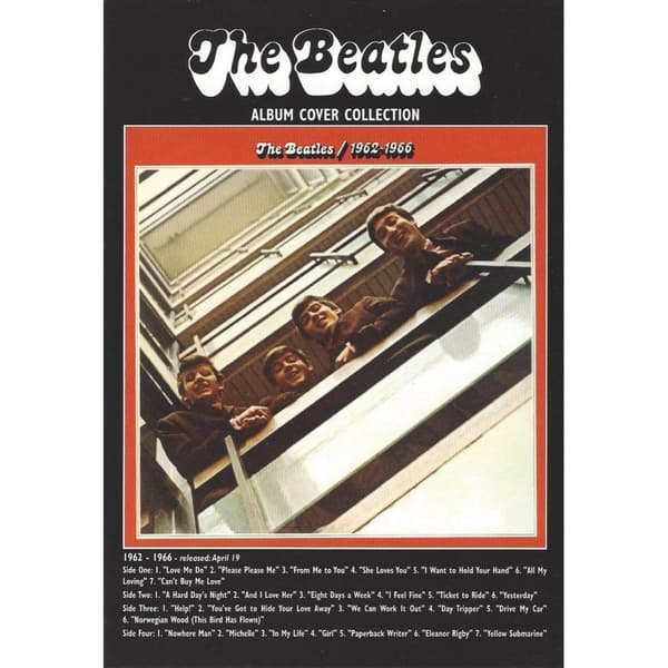 The Beatles 1962-1966 Album Postcard Black/White/Red One Size
