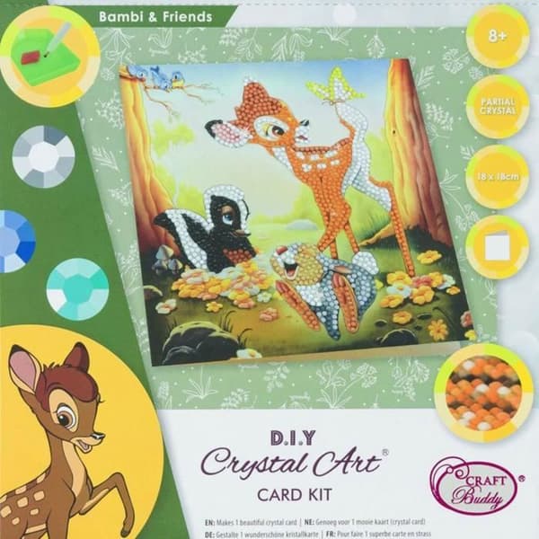 "Crystal Art Diamond Painting - Bambi - 18 x 18 cm - Gul - Vuxen - Unisex"