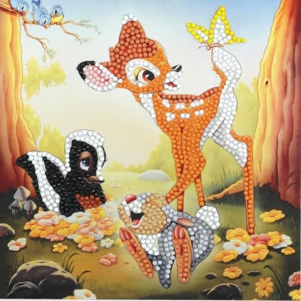 "Crystal Art Diamond Painting - Bambi - 18 x 18 cm - Gul - Vuxen - Unisex"