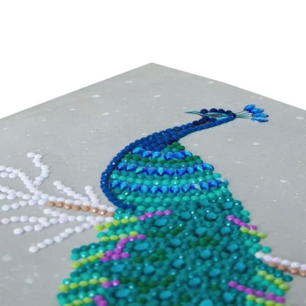 Crystal Art diamantkort - Peacock - 18 x 18 cm