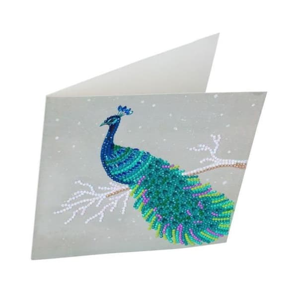 Crystal Art diamantkort - Peacock - 18 x 18 cm