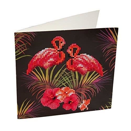 CRYSTAL ART- fenicotteri Diamond Card Kit, CCKA7, A7-flamingos, 18x18cm
