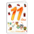 Miniatyrbild 1 av 2: Ålder mv - 69-2011 - Grattis på födelsedagen Kort 11 år gammal Tonåring Pojke Flicka motiv Ugglor Ugglor Fåglar Presenter