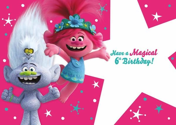 Danilo-kampanjer - TL029 - DreamWorks Trolls World Tour 6-årskort med holografiskt omslag
