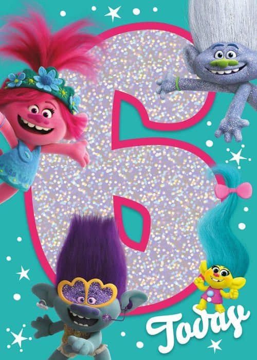 Danilo-kampanjer - TL029 - DreamWorks Trolls World Tour 6-årskort med holografiskt omslag