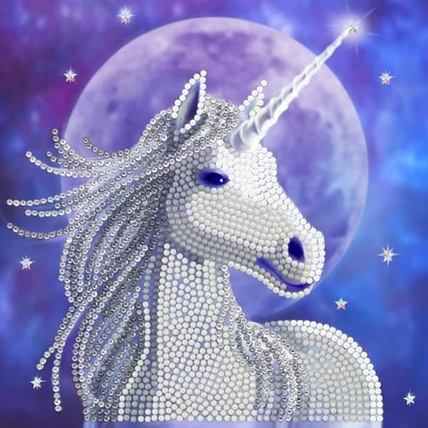 Kristallkonstkort till diamant - Cosmic Unicorn - 18 x 18 cm - Vit - Vuxen - Blandat
