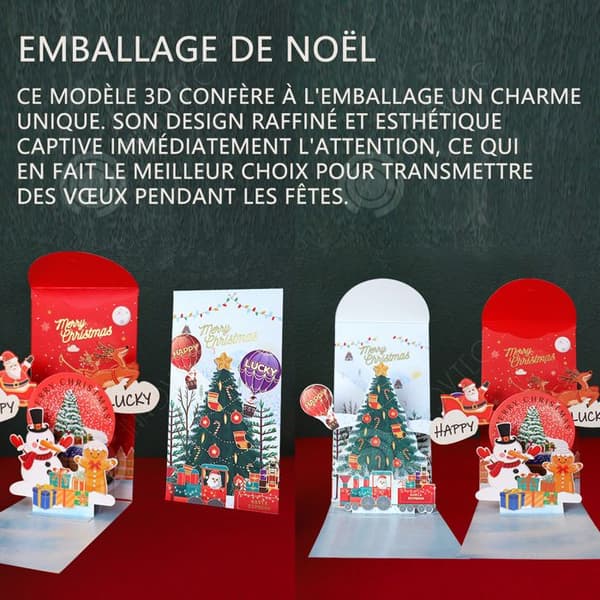 INN julförpackning 2 stilar 10 exemplar totalt 3D tredimensionell pappersförseglad förpackning kreativ gratulationskort överraskning