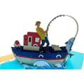 Miniatyrbild 1 av 3: Roligt 3D pop-up kort: fiskare i båt, fiske, födelsedagspresent till fars dag