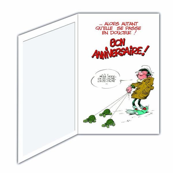 Gaston Lagaffe - GLCT-0101 - Födelsedagskort med motiv Ett år äldre sköldpaddor