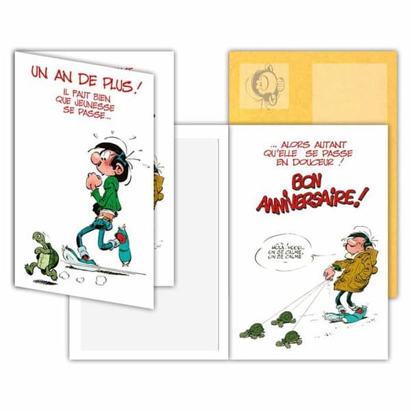 Gaston Lagaffe - GLCT-0101 - Födelsedagskort med motiv Ett år äldre sköldpaddor