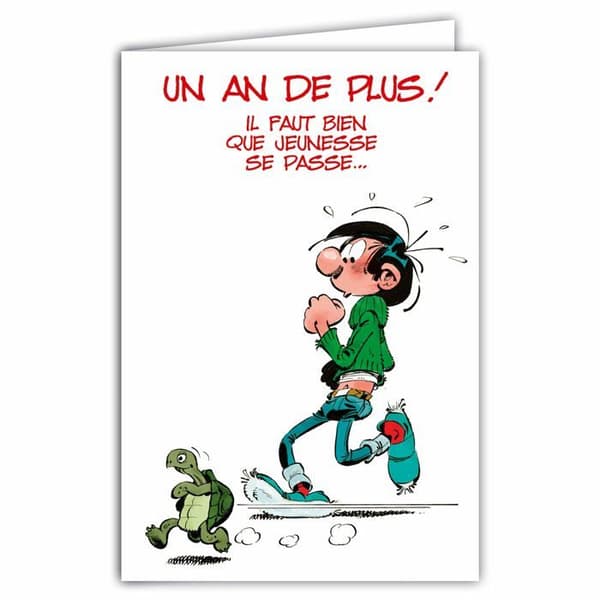 Gaston Lagaffe - GLCT-0101 - Födelsedagskort med motiv Ett år äldre sköldpaddor