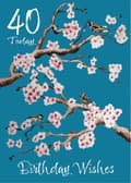 Miniatyrbild 1 av 4: James Coates 40-årskort för kvinnor, vänner, fru eller dotter - blommor och fåglar, flerfärgad, A5