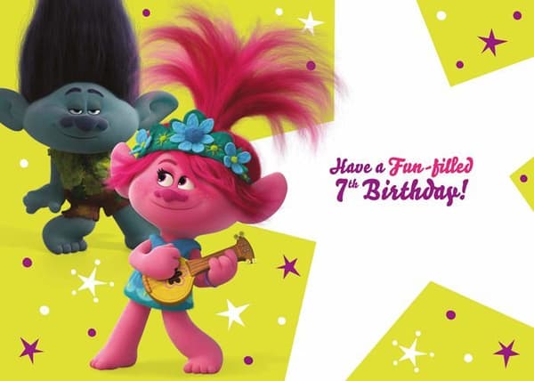 Danilo-kampanjer - TL030 - DreamWorks Trolls World Tour 7-årskort med holografiskt omslag