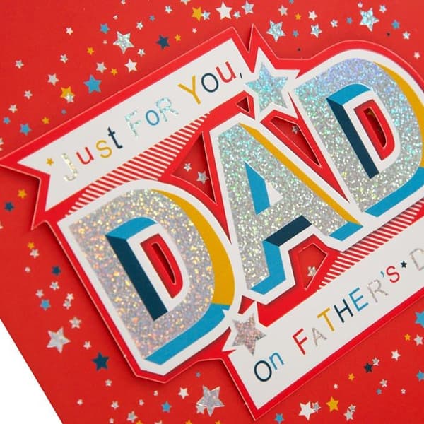 Hallmark - 25568867 - Fars dag kort för pappa - Snyggt silverfärgat design med glitter