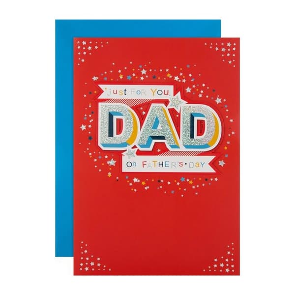 Hallmark - 25568867 - Fars dag kort för pappa - Snyggt silverfärgat design med glitter