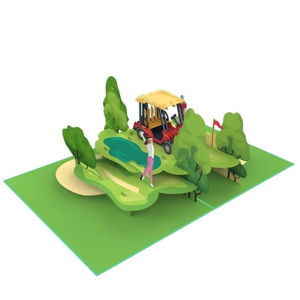 Mokio - DDD-088 - ® Popup Golfkort 3D-presentkort för ett födelsedag, Presentkort för en golfare