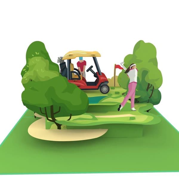 Mokio - DDD-088 - ® Popup Golfkort 3D-presentkort för ett födelsedag, Presentkort för en golfare