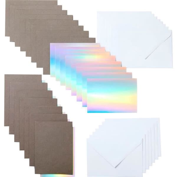 Cricut Joy dubbla kort med insatser och kuvert - grå/silver holografisk