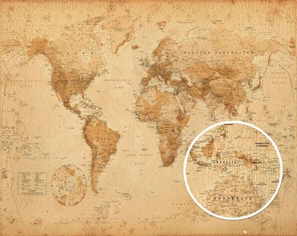 World map - Antique Style Antik Världskarta
