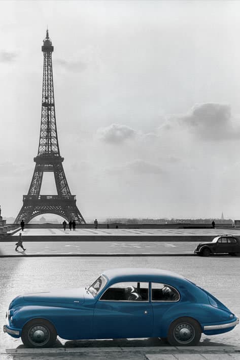 Paris Eiffel Tower - Blue Car