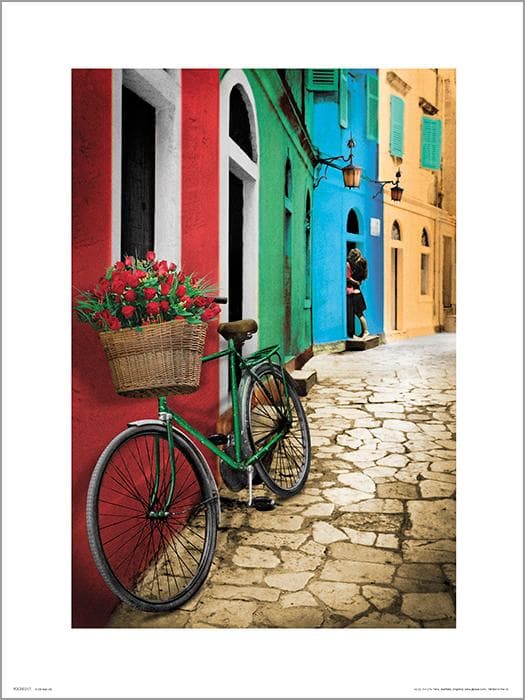 Exklusivt Art Print - Bike - Flowers
