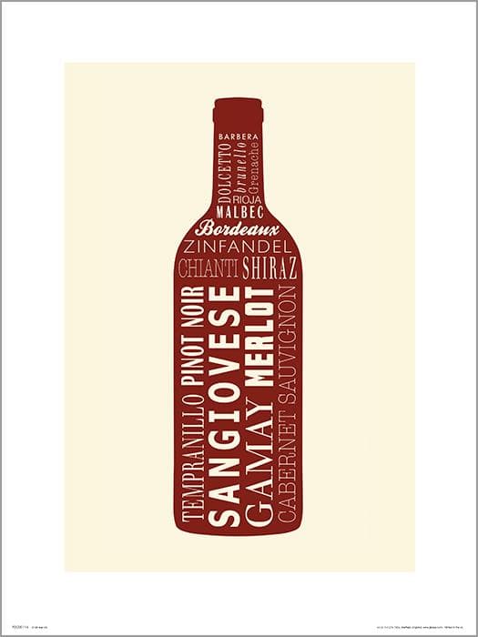 Exklusivt Art Print - Wine bottle Red - Rött vin, flaska