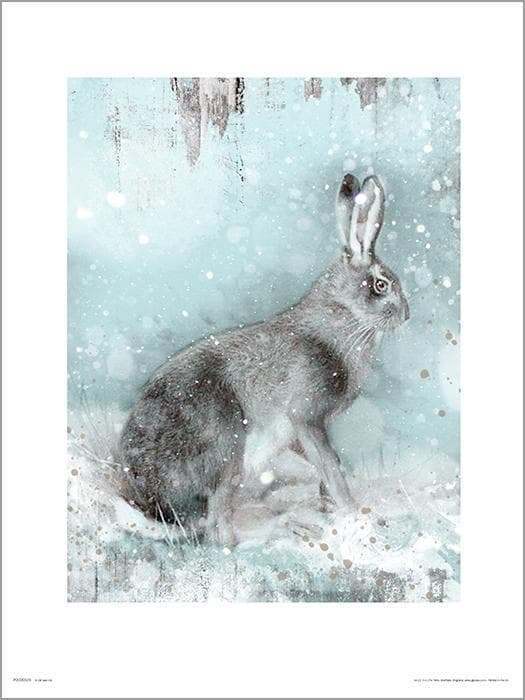 Exklusivt Art Print - Hare in Winter - Hare i vinterlandskap