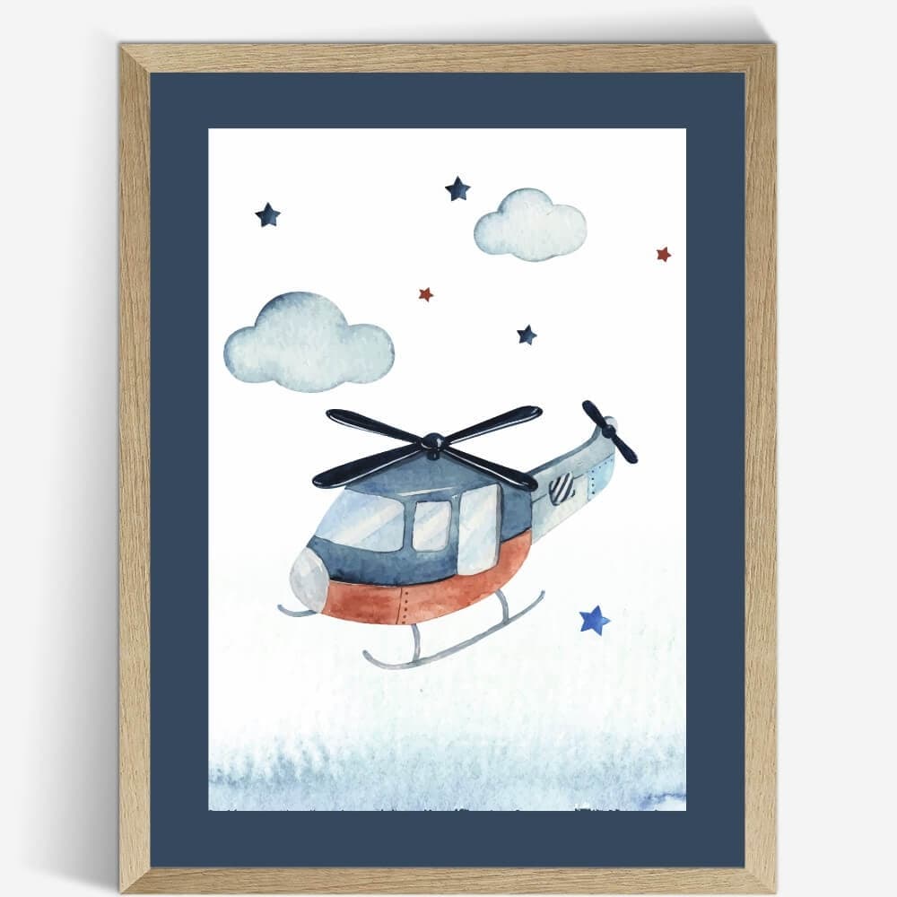Barneplakat Retro helikopter