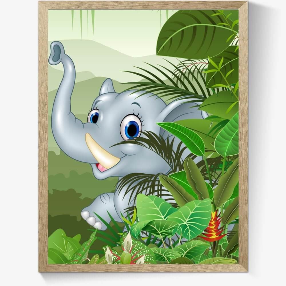 Plakat - Søt elefant i jungelen
