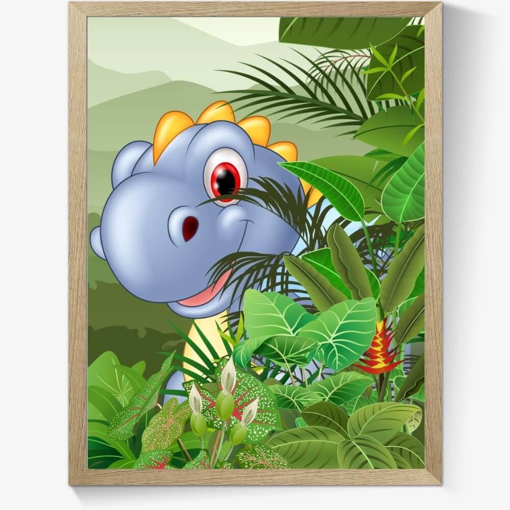 Plakat - Med dinosaur blå