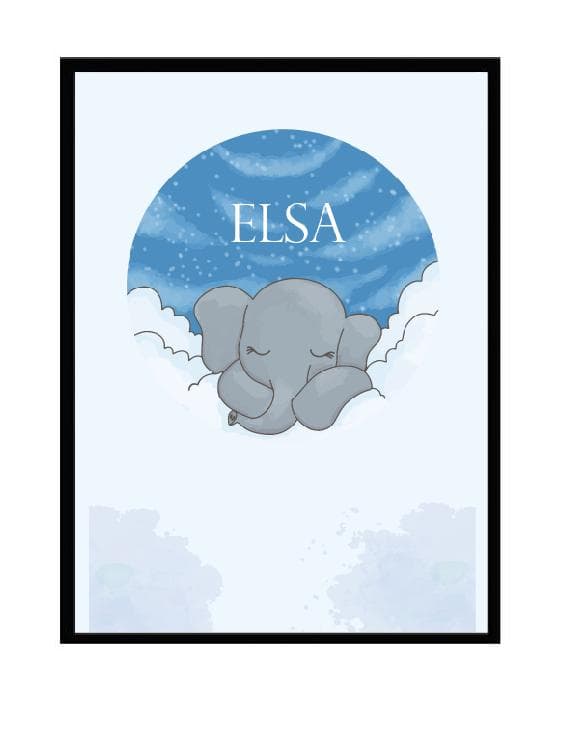 Poster namn Elsa elefant Barn