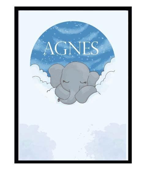 Poster namn Agnes elefant Barn