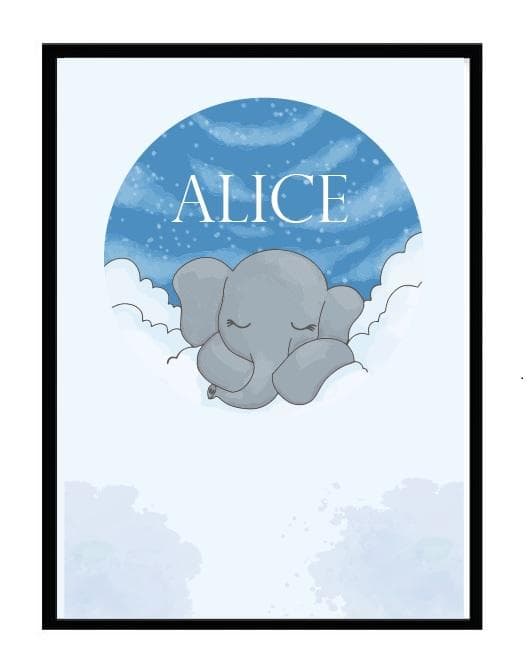 Poster namn Alice elefant Barn