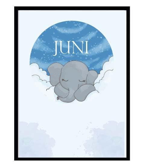 Poster namn Juni Elefant Barn