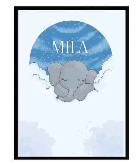 Poster namn Mila Elefant Barn