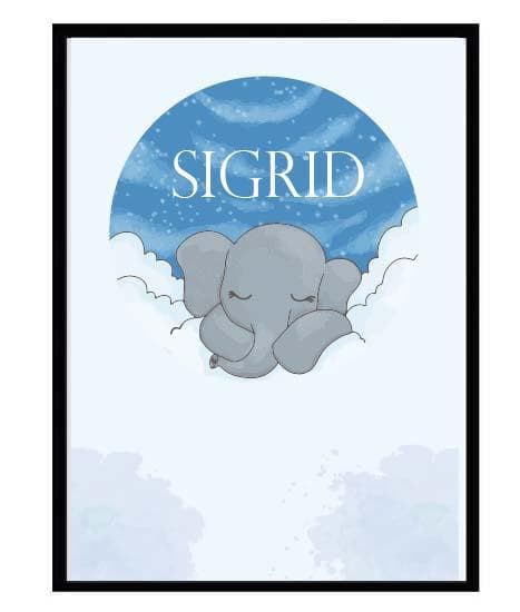 Poster namn Sigrid Elefant Barn