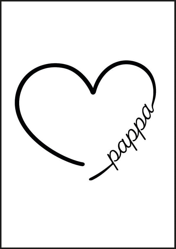 Pappa hjärta poster A4 fars dag