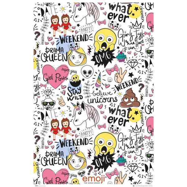 Emoji Millennials Poster White/Pink/Yellow One Size