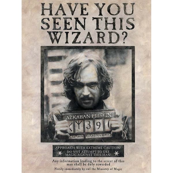 Harry Potter Wanted Poster Sirius Black Canvas Print Cream/Black 80cm x 60cm