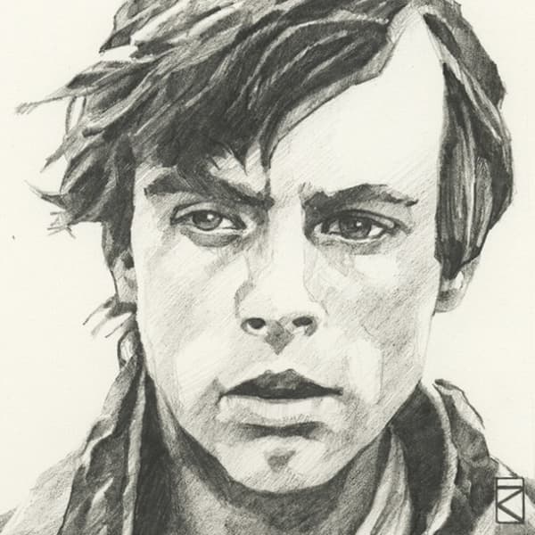 Star Wars Skitse Luke Skywalker lærred Print Off White/Black 30cm x 30cm