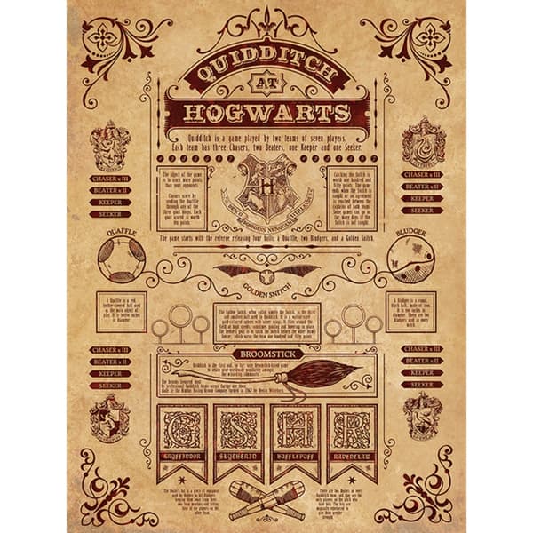 Harry Potter Quidditch lærred print Cream/Maroon 80cm x 60cm