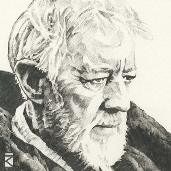 Star Wars Obi Wan Kenobi skitse på lærred Cream/Grey 30cm x 30cm