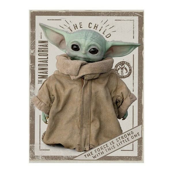 Star Wars: The Mandalorian The Child Canvas Print Brown/Cream/Green 40cm x 30cm